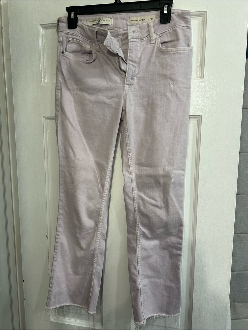 Pilcro and the Letterpress jeans Sz 27 Lavender high rise bootcut pants raw hem